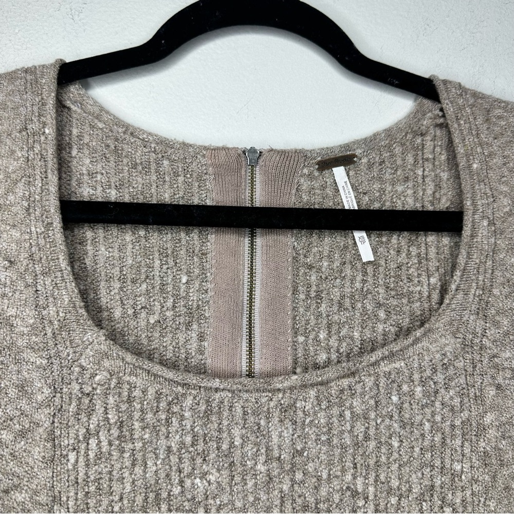 Free People Swing Out Sister Tan Long Sleeve Sweater Square Neck Top Size XS - Picture 4 of 8